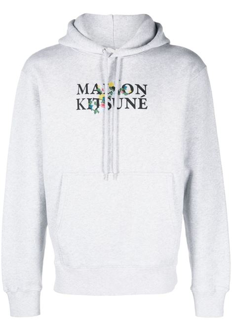 Grey logo-print drawstring sweatshirt - men MAISON KITSUNÉ | LM00708KM0307H120